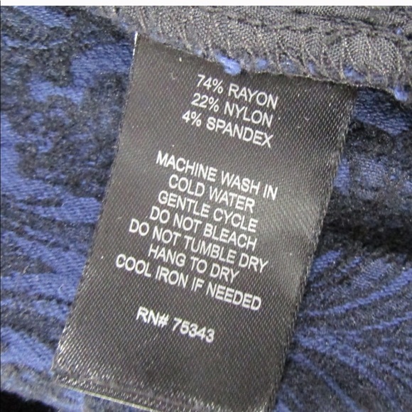 Adrienne Vittadini Blue Black Lace Textured Pants - Picture 5 of 7